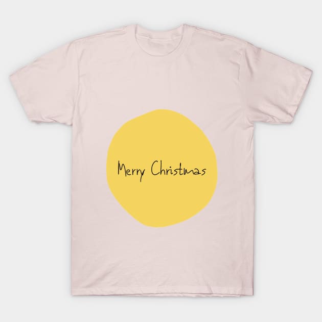Merry Christmas - Yellow Background T-Shirt by Christamas Clothing